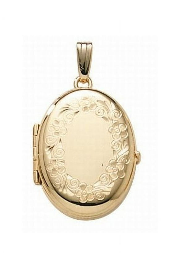 14K Yellow Gold Filled "4-Page Photo" Oval Locket Necklaces Unisex Adult - 3/4 inch x 1 inch