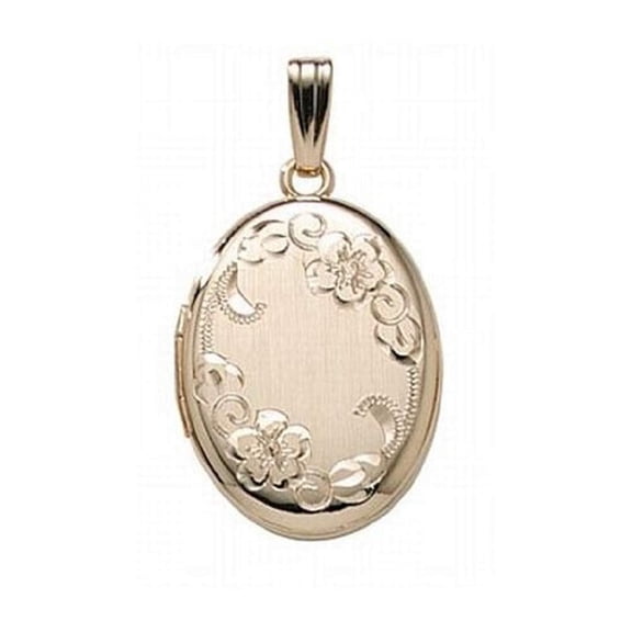 Picturesongold.Com 14K Yellow Gold Filled Oval Locket Necklace Pendants Unisex-Adult - 5/8 inch x 3/4 inch