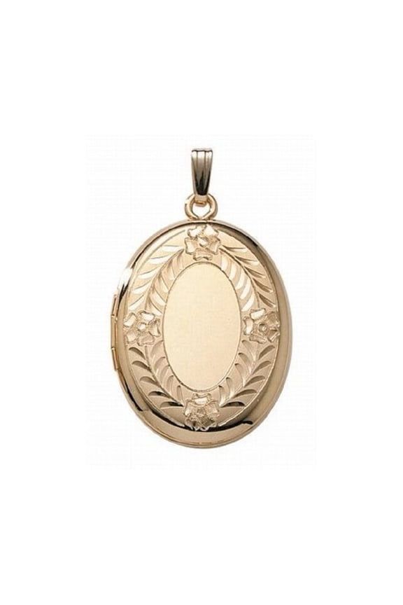 14K Yellow Gold Filled Oval Locket Necklace Unisex Adult - 1 inch x 1-1/4 inch