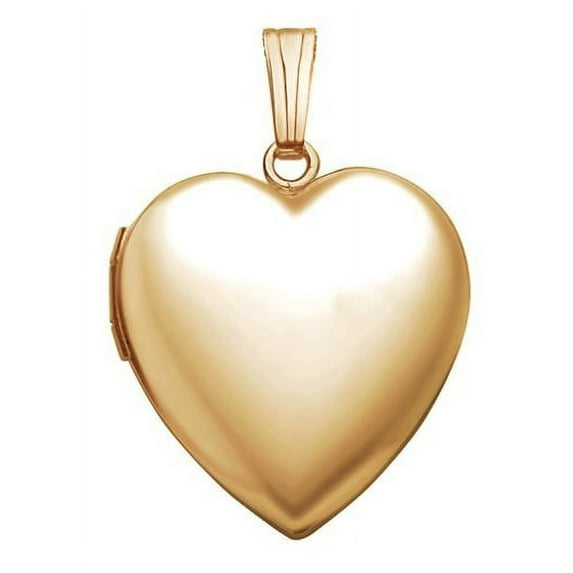 Picturesongold.Com 14K Yellow Gold Filled Plain Heart Locket Necklace Pendants 3/4 inch x 3/4 inch