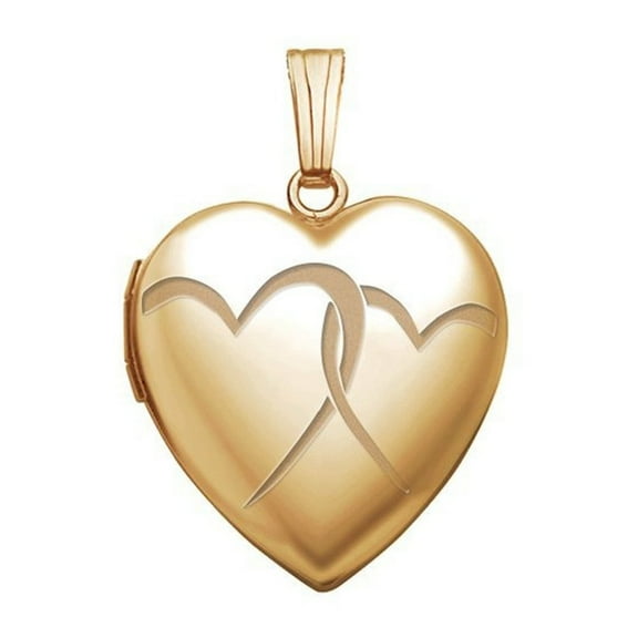 Picturesongold.Com 14K Yellow Gold Filled Yellow Interlocking Hearts Heart Locket Female Adult 2/3 in x 2/3 in
