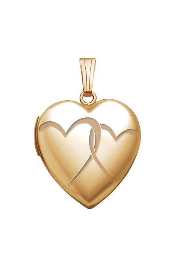 14K Yellow Gold Filled Yellow Interlocking Hearts Heart Locket Female Adult 2/3 in x 2/3 in