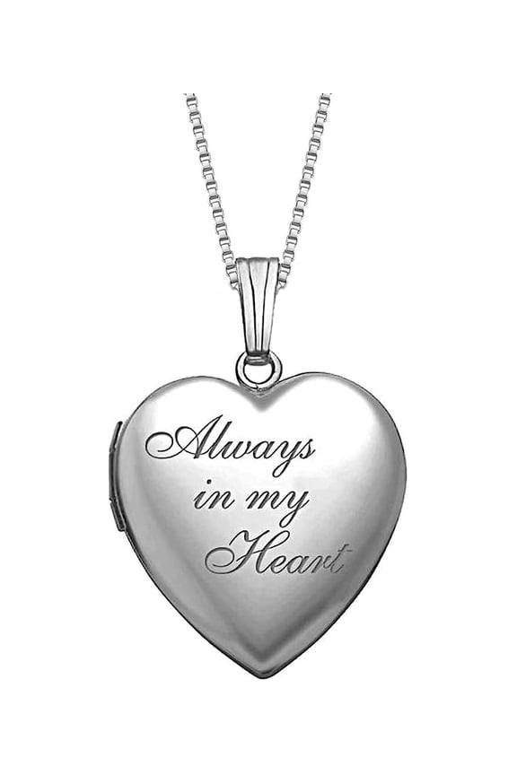 Always in My Heart Stainless Steel Heart Locket Adult - 3/4 inch -18 in Chain