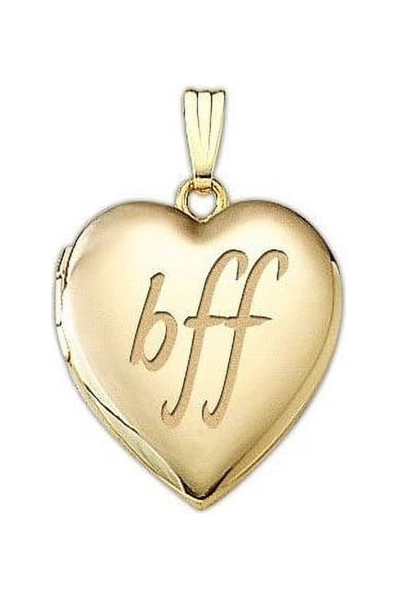 "BFF" Necklace Pendants Locket - 3/4 inch x 3/4 inch in Solid 14K Yellow Gold Filled