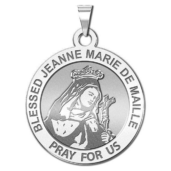 Picturesongold.Com Blessed Jeanne Marie Religious Medal Necklace Pendants Adult-1 in 14K White Gold