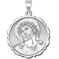 thumbnail image 1 of Picturesongold.Com Ecce Homo Scalloped Religious Medal Necklace Pendants Adult-2/3 in 14K White Gold, 1 of 7