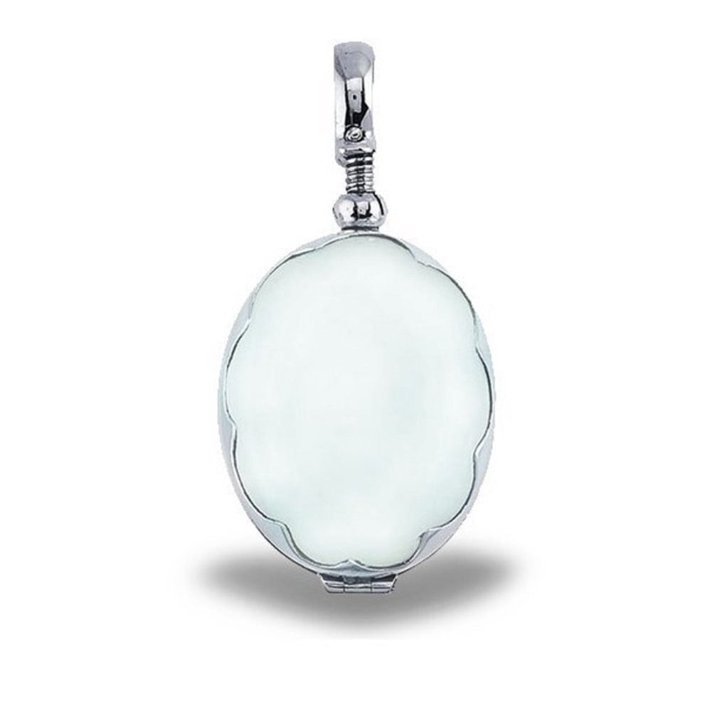 Picturesongold.Com Glass Dome Locket W/ Scalloped Frame - Sterling ...