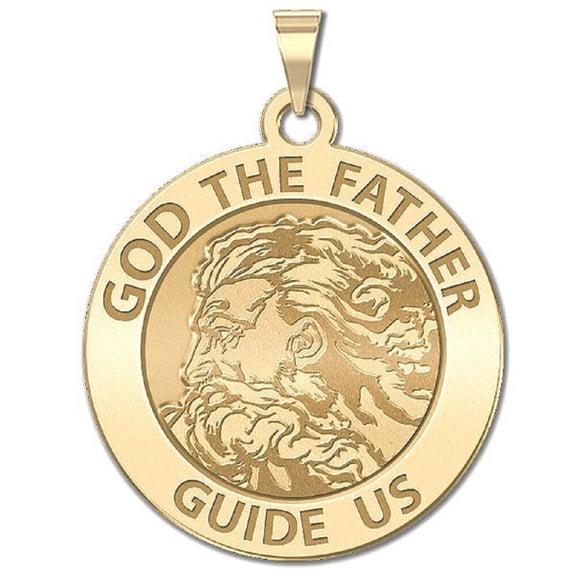 Picturesongold.Com God the Father Religious Medal Necklace Pendants - 3/4 inch Size of a Nickel - Solid 14K Yellow Gold