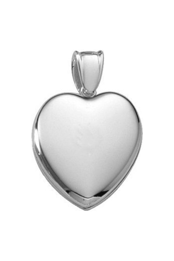Heart Premium Weight Locket Necklace Pendants - 3/4 inch x 3/4 inch in Platinum Silver