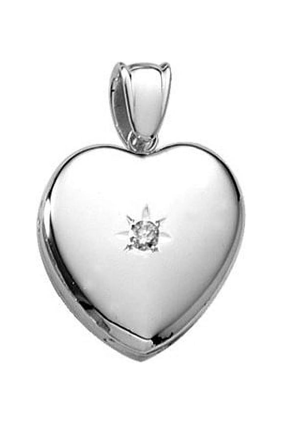 Heart Premium Weight and Genuine Diamond Locket Necklace Pendants. - 3/4 inch 3/4 inch in Solid Platinum