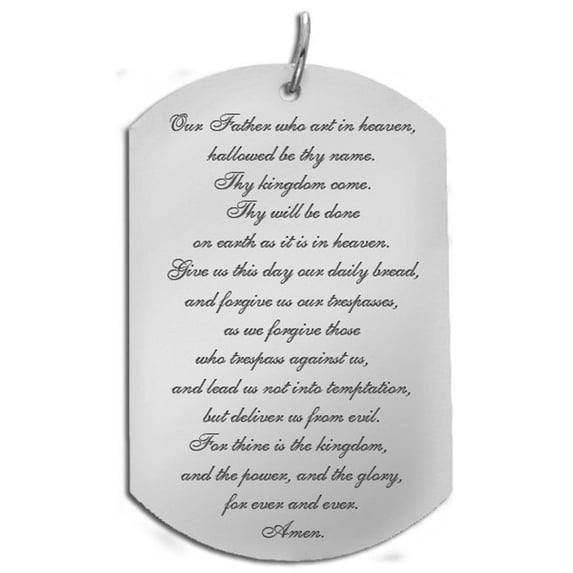 Picturesongold.Com Lords Prayer Dog Tag Block Pendant - 3/4 inch x 1-1/4 inch Solid Sterling Silver