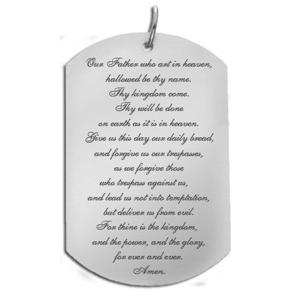 Picturesongold.Com Lords Prayer Dog Tag Block Pendant - 3/4 inch x 1-1/4 inch Solid Sterling Silver