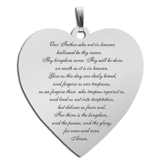 Picturesongold.Com Lords Prayer Heart Pendant - 1 inch x 1 inch - Sterling Silver