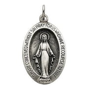 Miraculous Medal Pendant Charm - Sterling Silver- 3/4 Wide inch x 1 inch Tall