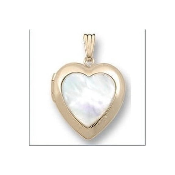 Picturesongold.Com Mother of Pearl Heart Locket - 3/4 inch x 3/4 inch Solid 14K Yellow Gold