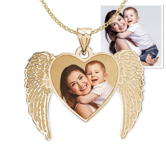 Picturesongold.Com New Angel Heart Picture Necklace Pendants Adult 10k Solid Yellow Gold-1 x 3/4 in