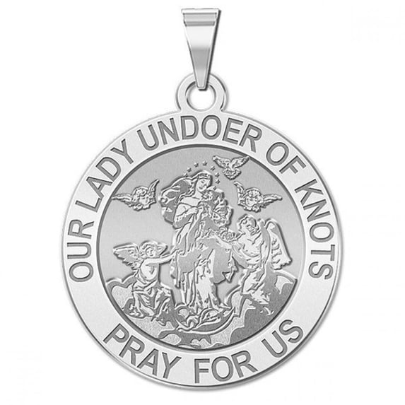 Picturesongold.Com Our Lady Undoer Knots Religious Medal Necklace Pendants Adult 3/4 10k White Gold