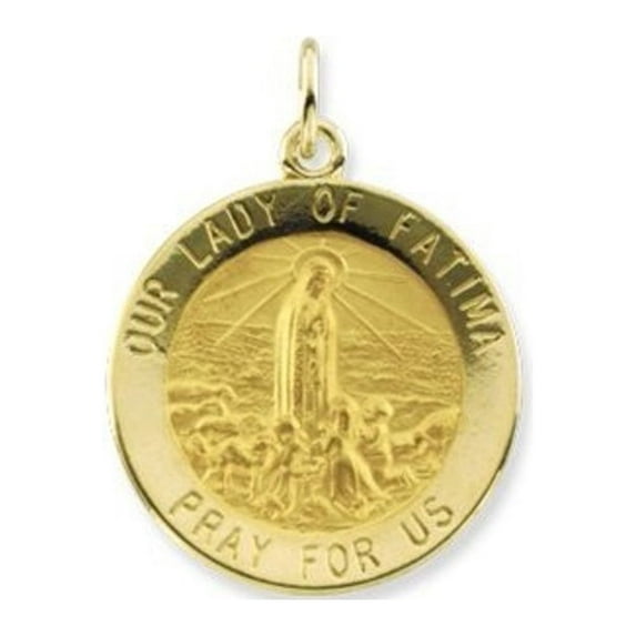 Picturesongold.Com Our Lady of Fatima Religious Medal Necklace Pendants - Solid 14k Yellow Gold, 2/3" (15mm)