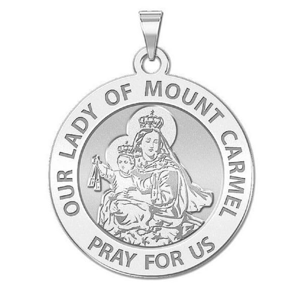 Picturesongold.Com Our Lady of Mount Carmel Religious Medal Female Adult-3/4" Nickel Sterling Silver