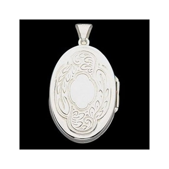 Picturesongold.Com Oval Shaped Locket Necklace Pendants - Sterling Silver 3/4 x 1 inch