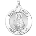 thumbnail image 1 of Picturesongold.Com Saint Agnes of Religious Medal Necklace Pendants Adult-1in-Quarter-14K White Gold, 1 of 8