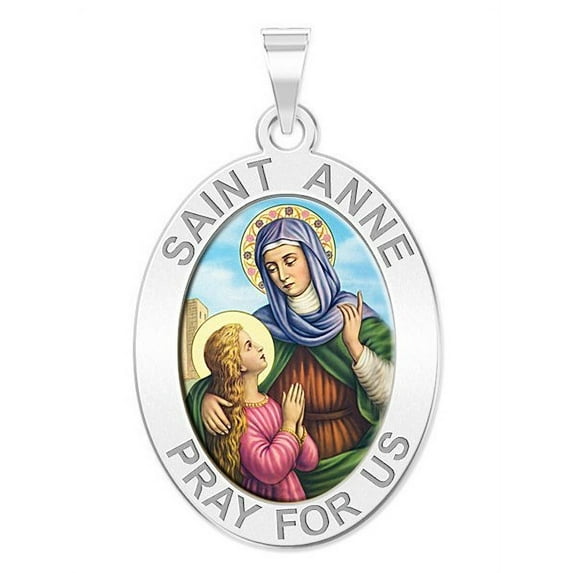 Picturesongold.Com Saint Anne Religious Medal Unisex Adult - 2/3 x 3/4 inch Size of Nickel, Sterling Silver