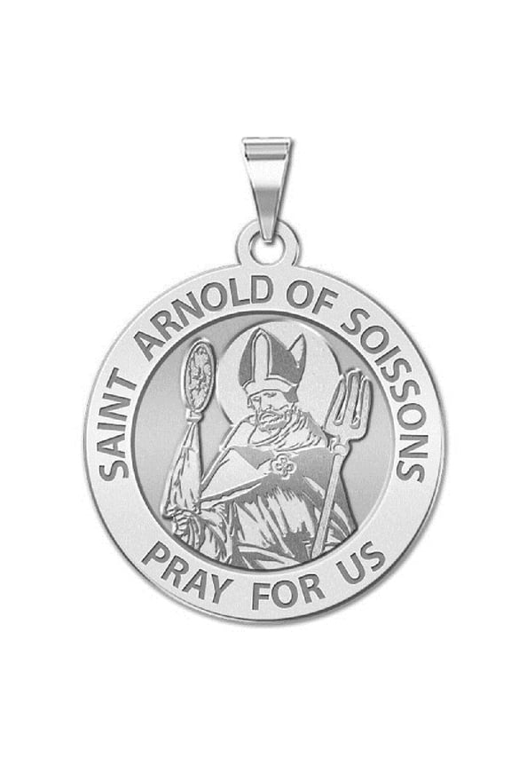 Saint Arnold Soissons Religious Necklace Pendants Adult-2/3in Dime 14K White Gold