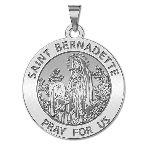 Picturesongold.Com Saint Bernadette Religious Medal Necklace Pendants Adult-2/3 inch Sterling Silver