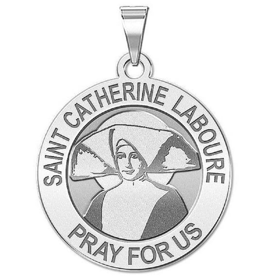 Picturesongold.Com Saint Catherine Laboure Religious Medal Female Adult-1 in Quarter 14K White Gold