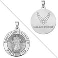 thumbnail image 1 of Picturesongold.Com Saint Christopher Doubledside Air Force Medal Female Adult 3/4in 14K White Gold, 1 of 4