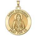 thumbnail image 1 of PicturesOnGold.com Saint Dwynwen Round Religious Medal - 1 inch Size of a Quarter, Solid 14K Yellow Gold, 1 of 8