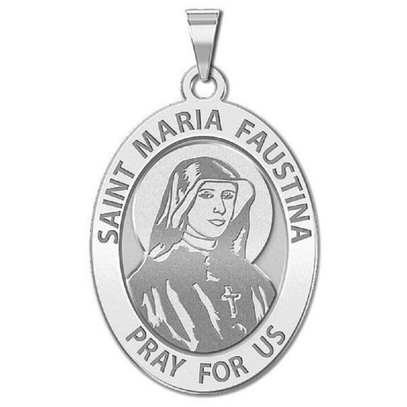 Picturesongold.Com Saint Faustina Religious Medal Female Adult- 3/4 inch x 1 inch - Sterling Silver