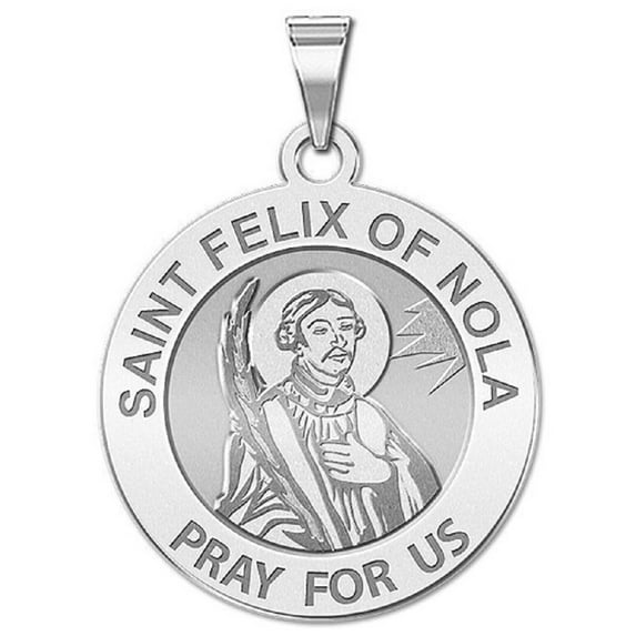 Picturesongold.Com Saint Felix Nola Religious Necklace Pandants Female-2/3 inch Dime-14K White Gold