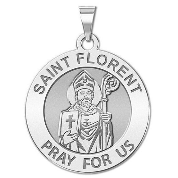 Picturesongold.Com Saint Florent Religious Medal Necklace Pendants Female - 1 inch Sterling Silver
