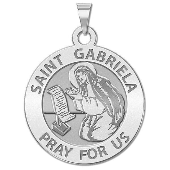 Picturesongold.Com Saint Gabriela Religious Medal Necklace Pendants Female - 2/3 inch 14k White Gold
