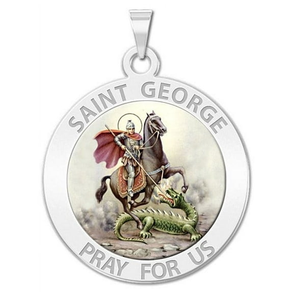 Picturesongold.Com Saint George Religious Medal Color - 3/4 inch Size of a Nickel - Sterling Silver