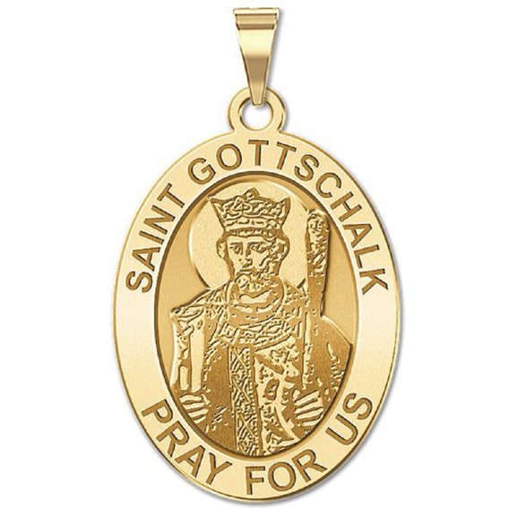 Picturesongold.Com Saint Gottschalk Religious Necklace Pendants Female-2/3 x 3/4 in 14K Yellow Gold