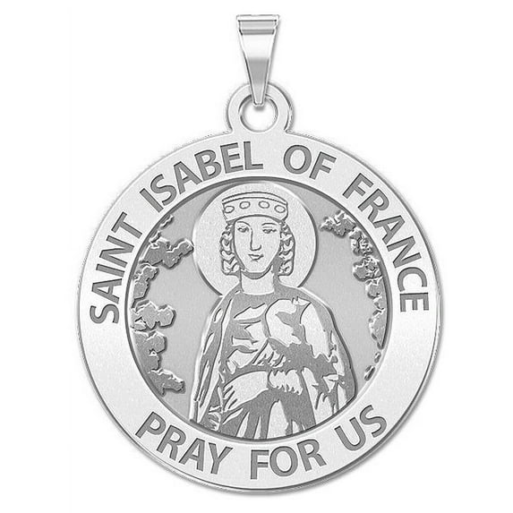 Picturesongold.Com Saint Isabel of France Religious Medal Necklace Pendants - 1 inch Size of a Quarter - Sterling Silver