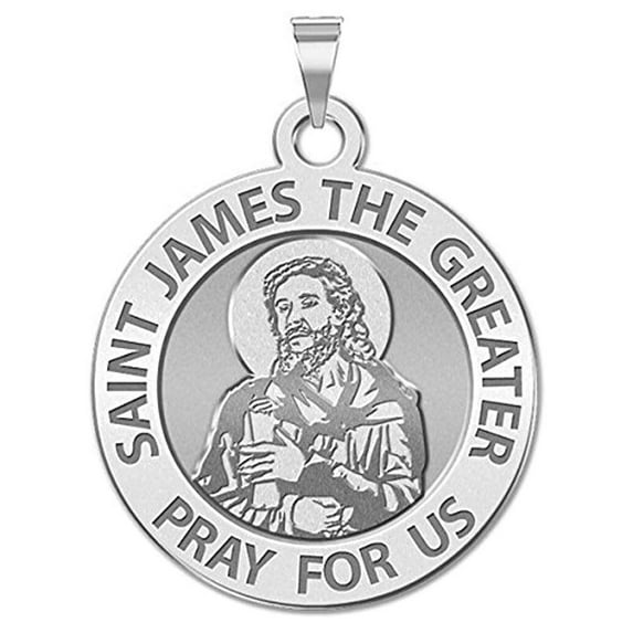Picturesongold.Com Saint James the Greater Religious Necklace Pendants Female-3/4" 14K White Gold