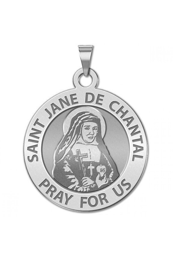 Saint Jane De Chantal Religious MedalPandant - 2/3 inch Size of Dime, Sterling Silver