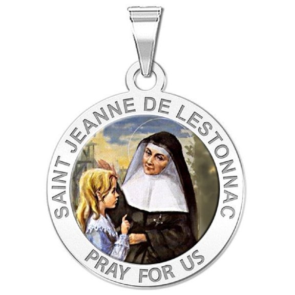 Picturesongold.Com Saint Jeanne De Lestonnac Religious Necklace Pendants Adult-1 in 14K White Gold