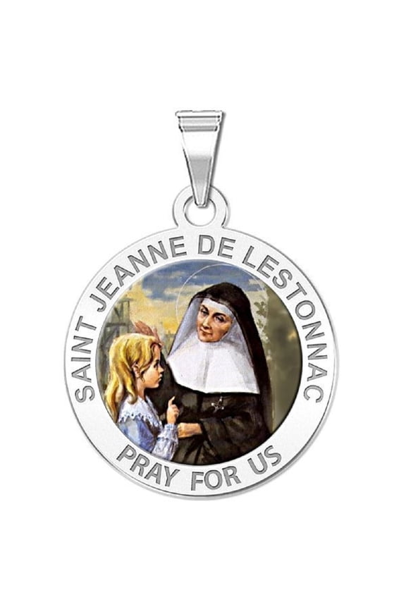 Saint Jeanne De Lestonnac Religious Necklace Pendants Adult-2/3 Sterling Silver