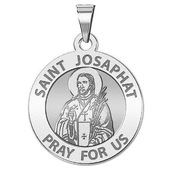 Picturesongold.Com Saint Josaphat Religious Medal Necklace Pendants Adult-2/3 in Dime 14K White Gold
