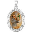 thumbnail image 1 of Picturesongold.Com Saint Junipero Serra Oval Medal Necklace Pendants Adult-3/4x1 inch-14K White Gold, 1 of 8