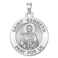 thumbnail image 1 of Picturesongold.Com Saint Kenneth Religious Medal Pandant- 3/4 inch Size of a Nickel -Sterling Silver, 1 of 2