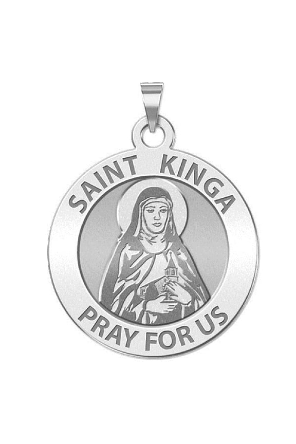 Saint Kinga Religious Medal Necklace Pendants Adult-1 inch Quarter 14K White Gold