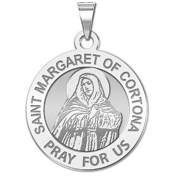 Picturesongold.Com Saint Margaret of Cortona Religious Necklace Pendants Adult-3/4" 14k White Gold