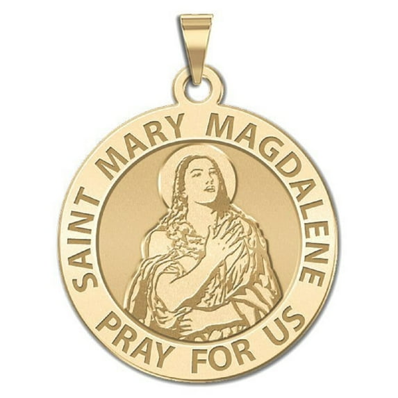 Picturesongold.Com Saint Mary Magdalene Religious Necklace Pendants Adult-2/3in Dime 14K Yellow Gold