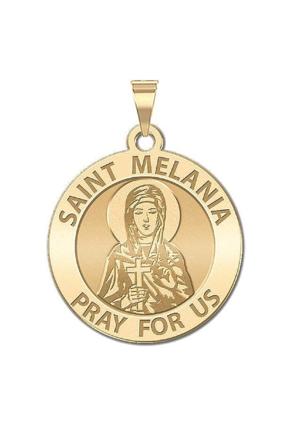 Picturesongold.Com Saint Melania Religious Medal Necklace Pendants Adult-3/4x3/4in-14K Yellow Gold