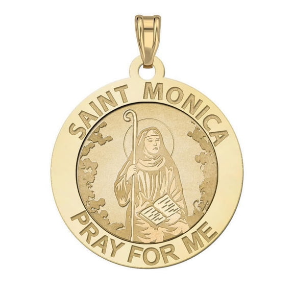 Picturesongold.Com Saint Monica "Pray for Me" Medal - 1 inch Size of a Quarter in Solid 14K Yellow Gold
